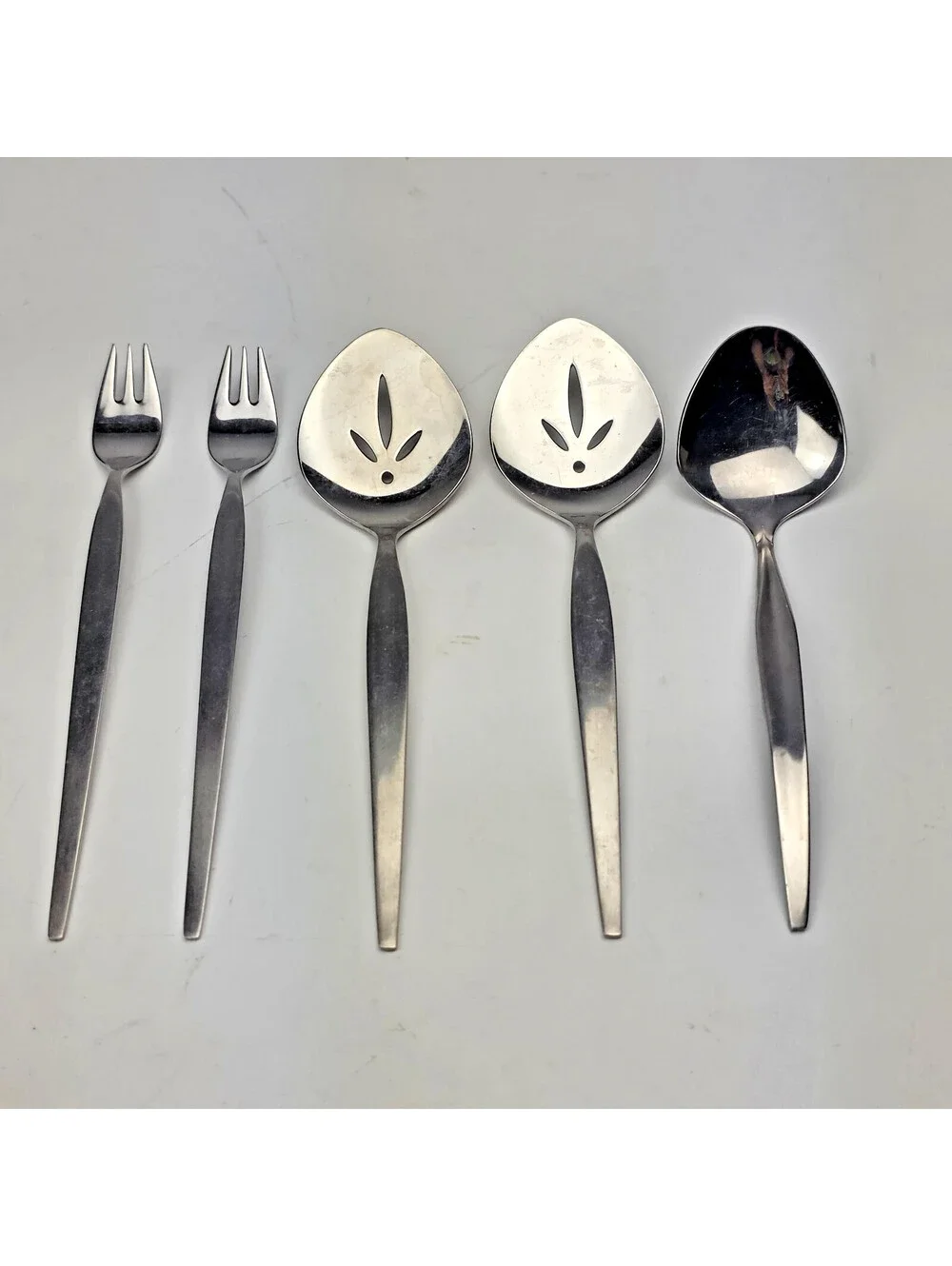 Oneida Community Frostfire StainlessFlatware cocktail Forks Slotted Spoons Ladle